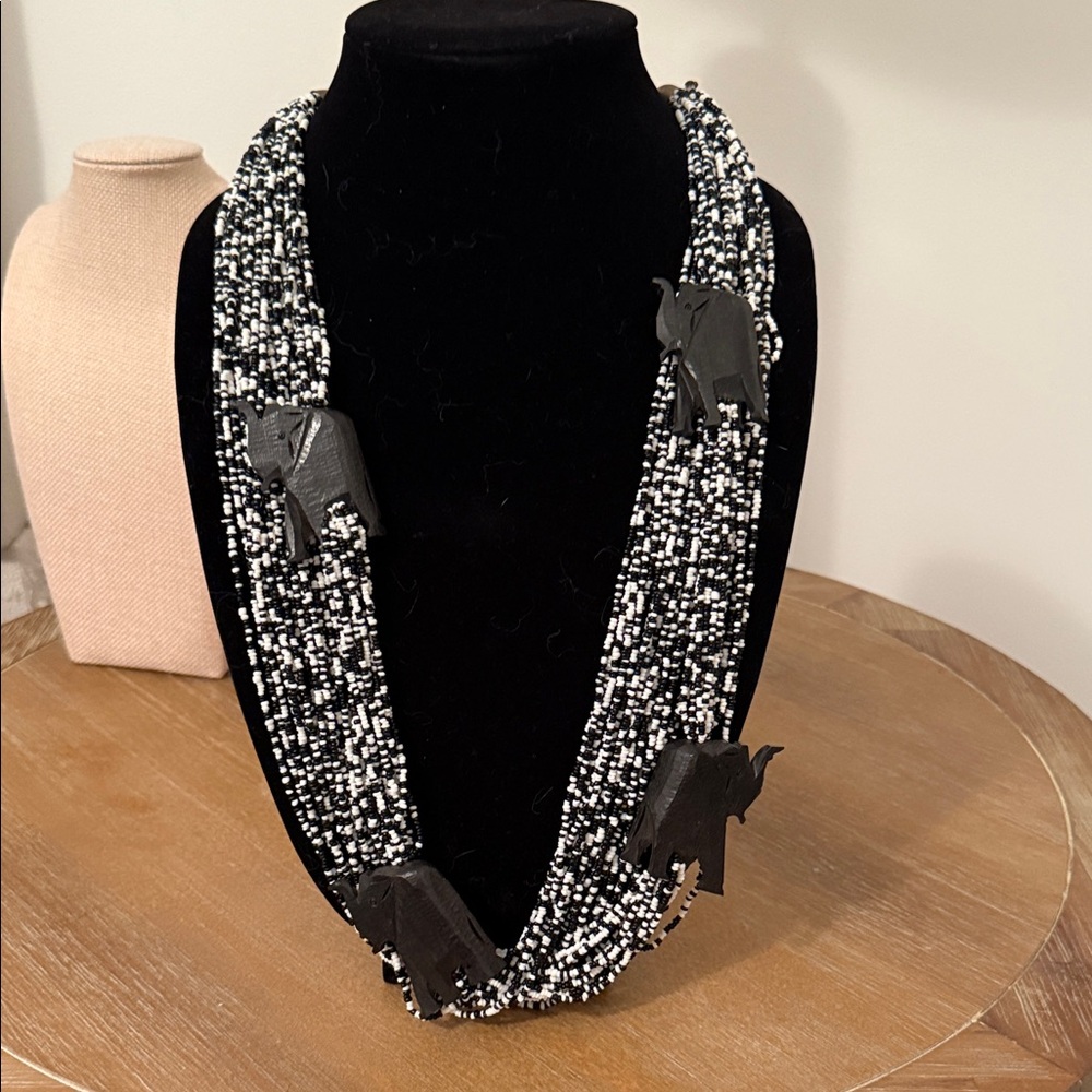 Elegant Black and White Beaded Necklace